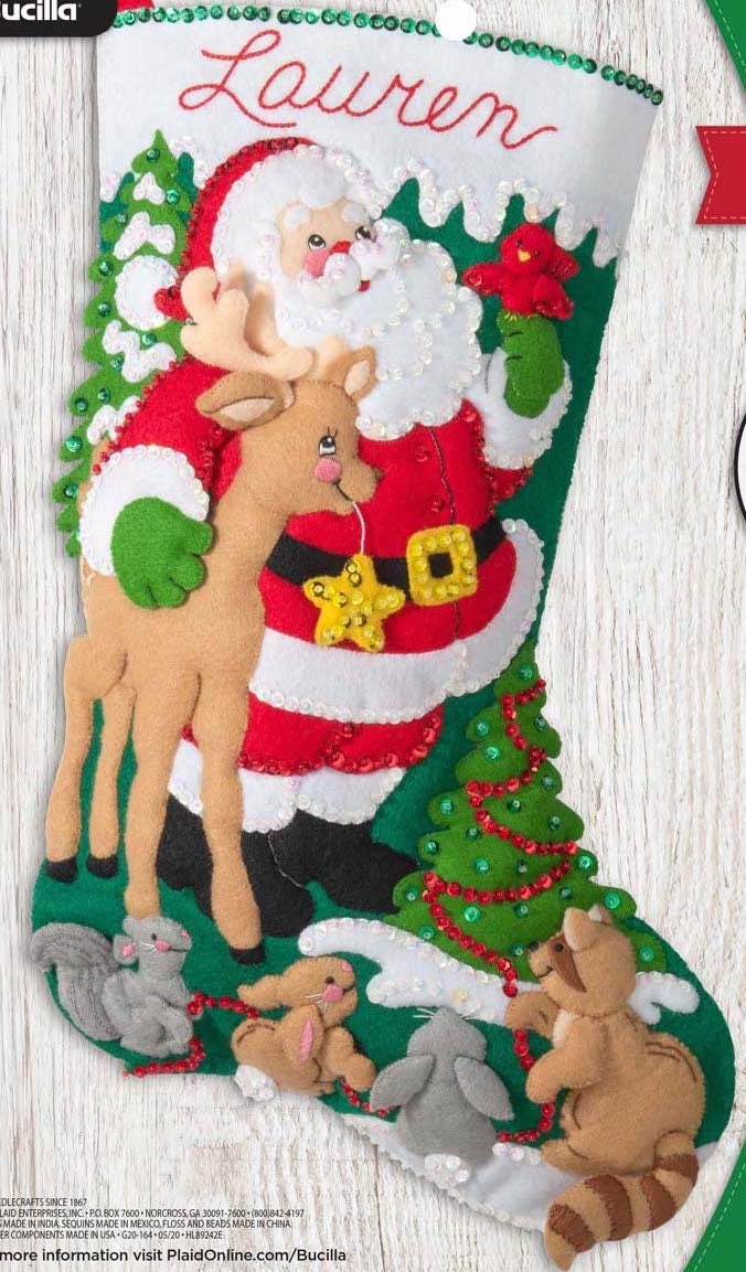 Bucilla Felt Kit Stocking 18 in. Forest Greetings