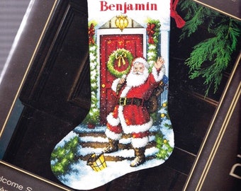 DIY Dimensions Welcome Santa Christmas Counted Cross Stitch Stocking Kit 08901