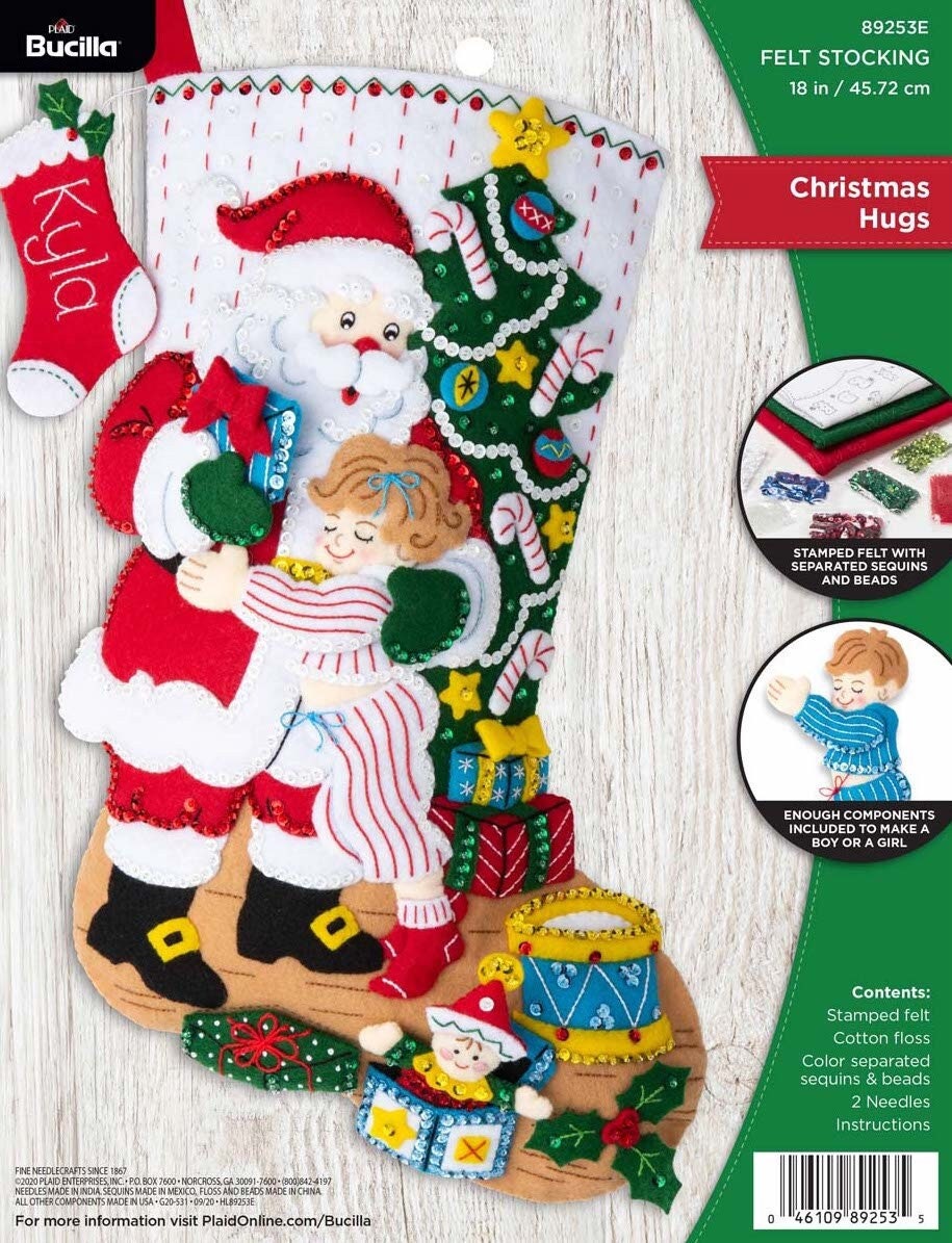  Bucilla Felt Applique 18 Stocking Making Kit, Christmas Dogs,  Perfect for DIY Arts and Crafts, 89251E