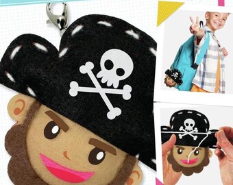 DIY Sew Cute Pirate Kids Beginner Starter Felt Backpack Clip Kit School Craft