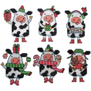 DIY Design Works Christmas Cows Christmas Plastic Canvas Ornament Kit 1695