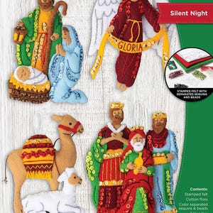 Kit de adornos navideños de fieltro para el árbol de Navidad de Bucilla &quot;Noche de Paz&quot;