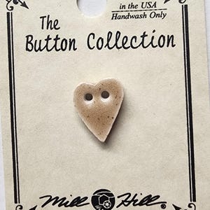 DIY Mill Hill Ceramic Button - Small Speckled Brown Folk Heart