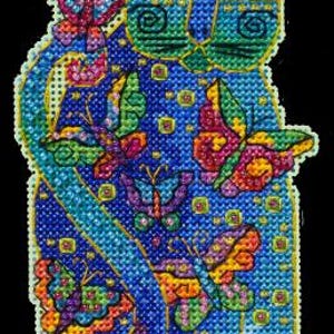 DIY Mill Hill Flutterbye Cat Beaded Counted Cross Stitch Ornament Kit