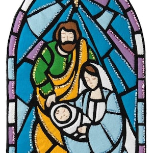 Kit d&#39;artisanat en feutre de Noël religieux pour crèche de Noël en vitrail Bucilla bricolage 89271E