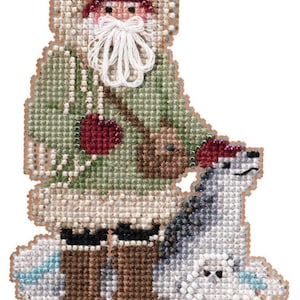 DIY Mill Hill Leopard Seal Santa Antarctic Christmas Cross Stitch Ornament Kit