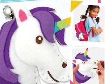 DIY Sew Cute Unicorn Kids Beginner Starter Felt Backpack Clip Kit School Craft