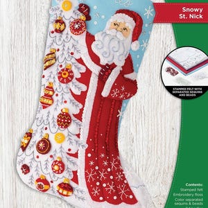 DIY Bucilla Snowy St Nick Santa kerstvilten kousenset 89685E