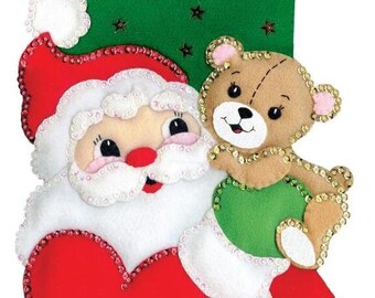 DIY Design Works Weihnachtsmann & Teddybär Weihnachtsabend Filzstrumpf Kit 5264