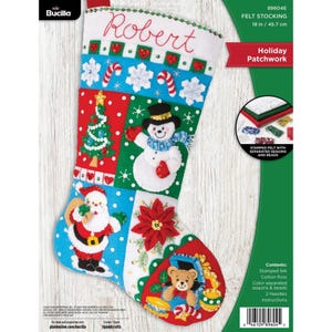 DIY Bucilla Holiday Patchwork Christmas Felt Stocking Kit 89604E