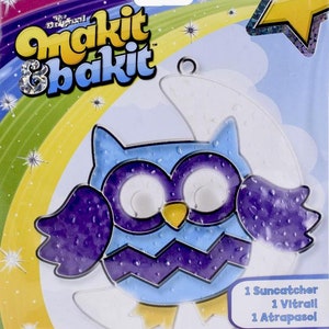 DIY Makit & Bakit Owl with Moon Stained Glass Suncatcher Kit Kids Craft Project