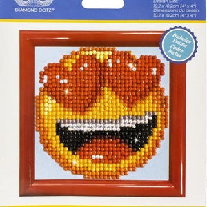 DIY Diamond Dotz Smitten Heart Emoji Kids Beginner Craft Kit Frame 4&quot;