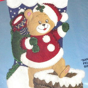 DIY Bucilla Santa Bear-schoorsteen kerstavond vilten kousenset