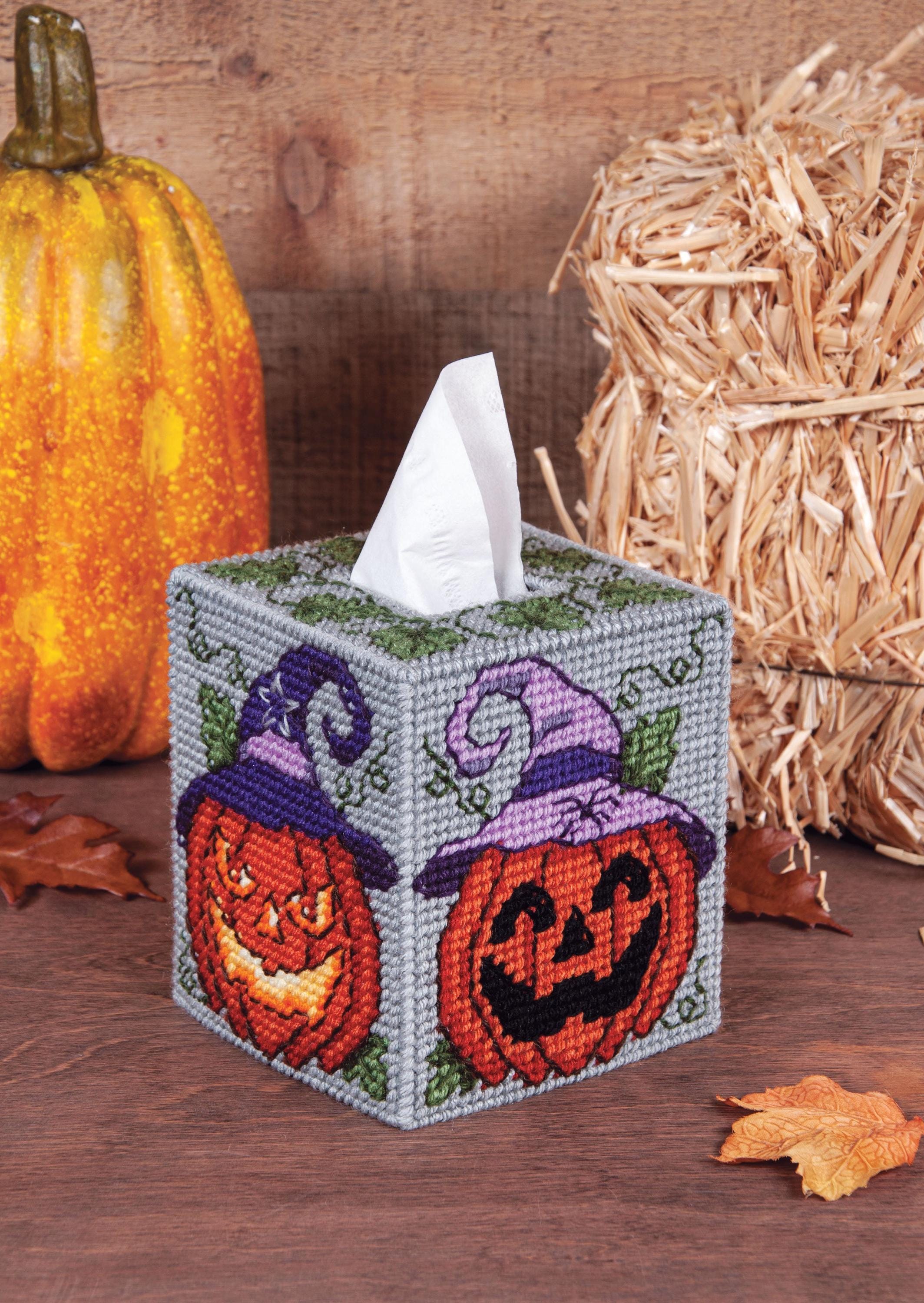 DIY Mary Maxim Jack-o-lantern Plastic Canvas Tissue Box Cover Kit - Etsy