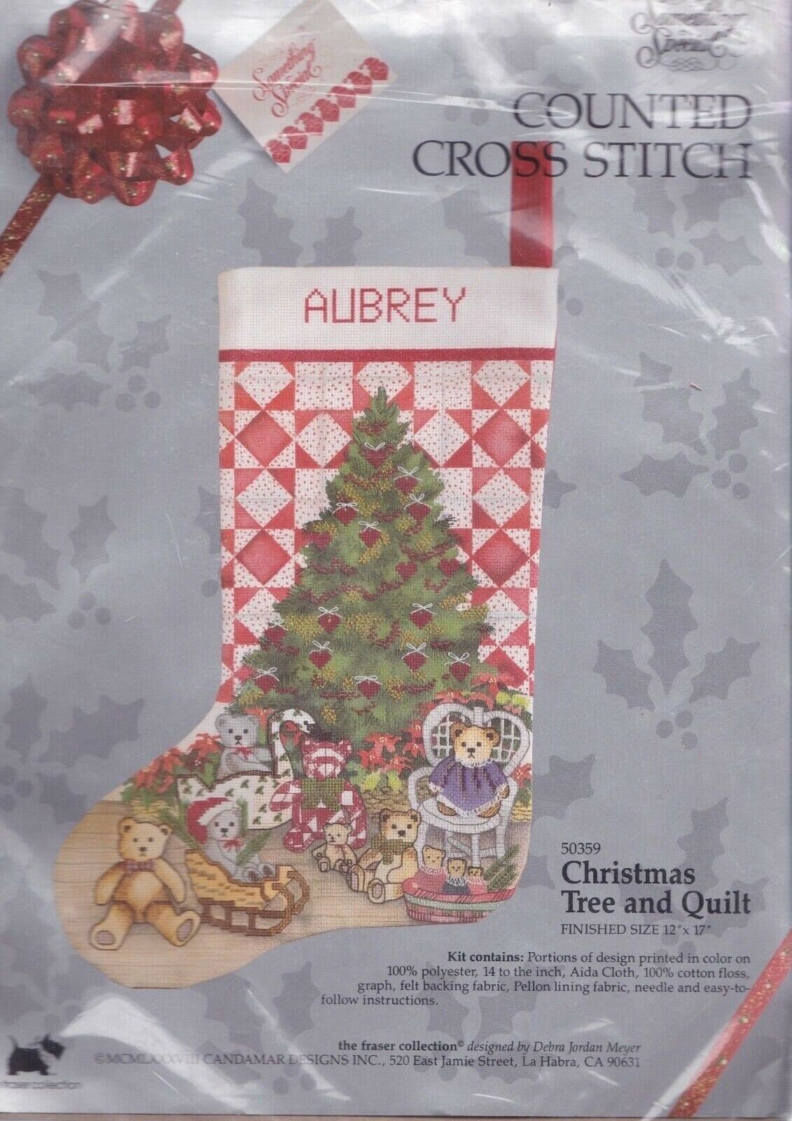 Candy Cane Santa Stocking GOLD COLLECTION Counted Cross Stitch Stocking Kit  by Dimensions 