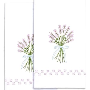 DIY Dempsey Bunch of Lavender Stamped Cross Stitch & Embroidery Hand Towel Kit image 1