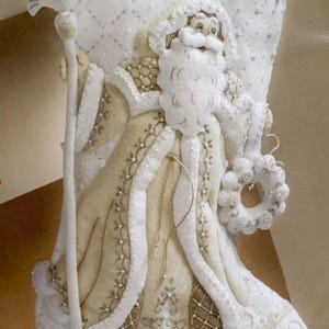 DIY Bucilla Elegant Christmas White Santa Holiday Felt Stocking Kit 86977E