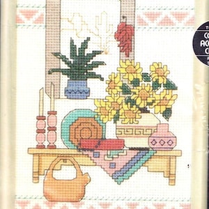 DIY Dimensions Southwest Shelf Pottery Cactus Counted Cross Stitch Kit 6599