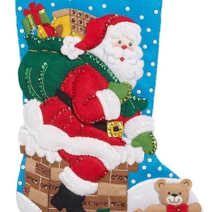 DIY Bucilla Down the Chimney Santa Christmas Eve Felt Stocking Kit