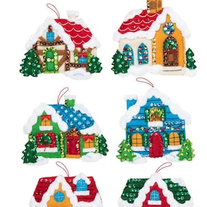 DIY Bucilla Christmas Village Houses Church Holiday Felt Ornaments Kit