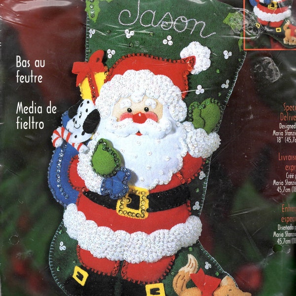 DIY Bucilla Special Delivery Santa Christmas Holiday Felt Stocking Kit 84593