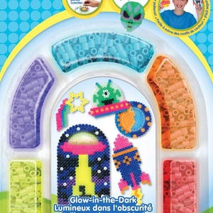 DIY Perler Glow in the Dark Space Planet Spaceship Kids Fused Bead Ironing Kit