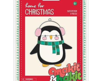 DIY Makit & Bakit Christmas Penguin Stained Glass Kids Suncatcher Kit