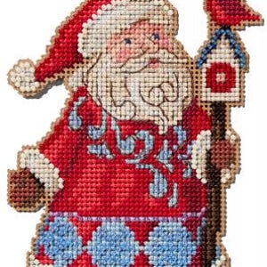 DIY Mill Hill Santa Cardinal Bird Christmas Counted Cross Stitch Ornament Kit