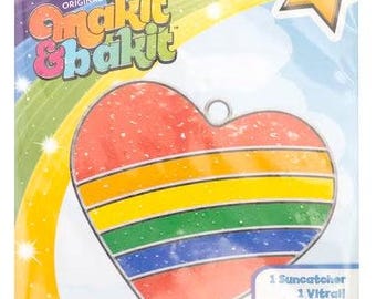 DIY Makit & Bakit Rainbow Heart Stained Glass Kids Suncatcher Kit