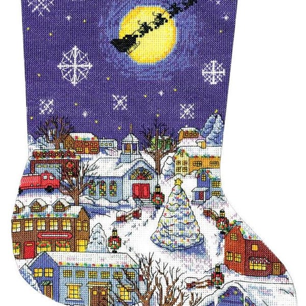 DIY Design Works Christmas Eve Santa Counted Cross Stitch Stocking Kit 5197