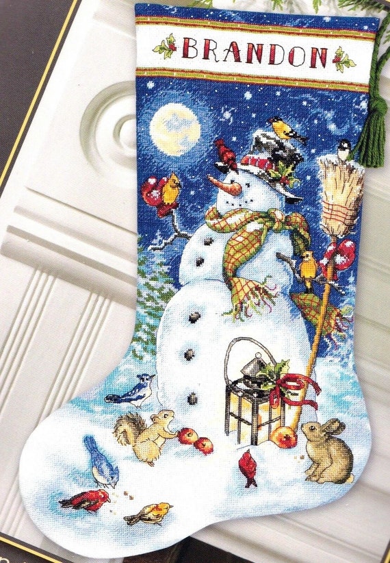 Design Works Counted Cross Stitch Stocking Kit 17 Long Snowman with Cats (14 Count)