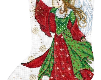 DIY Design Works Angel of Joy Kerst kousen met getelde kruissteek 5990