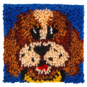 DIY Wonder Art Puppy Yellow Collar Latch Hook Kit Kids Craft 8&quot;