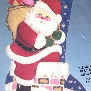 DIY Bucilla Here He Comes Santa Chimney Christmas Eve Felt Stocking Kit