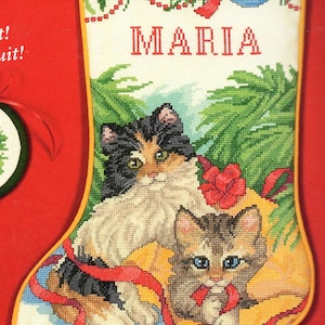 DIY Needle Treasures Calico Kittens Cat Counted Cross Stitch Stocking Kit