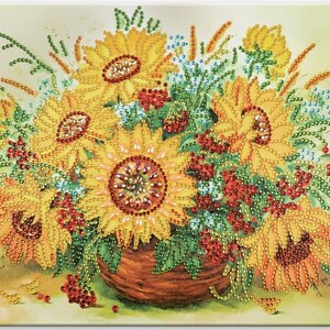DIY Diamond Painting Sunflower Pot Canvas Picture Kit 12x16