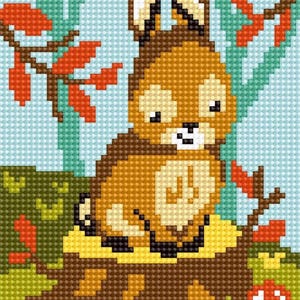 DIY Collection D&#39;Art Bunny Floss Needlepoint Wall Hanging Picture Kit 5&quot; x 7&quot;