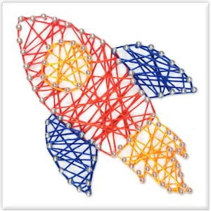 DIY Krafty Kids Rocket Ship Space String Art Kit Kids Beginner Craft