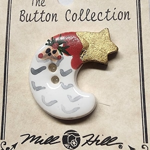 DIY Mill Hill Ceramic Button - Crescent Santa Christmas
