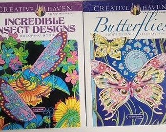 Lot de livres de coloriage pour adultes Creative Haven, insectes, papillons