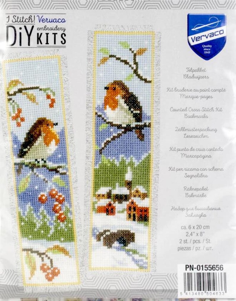 Vervaco Robin Christmas Reading Bookmark Cross Stitch Kit Etsy