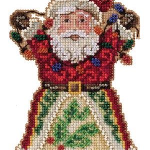 ミルヒルのサンタとライトのクリスマスビーズクロスステッチ絵画オーナメントキットをDIY