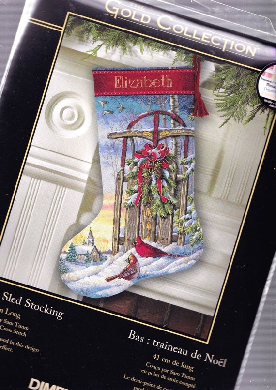 Christmas Sled Stocking Cross-Stitch Stocking Kit