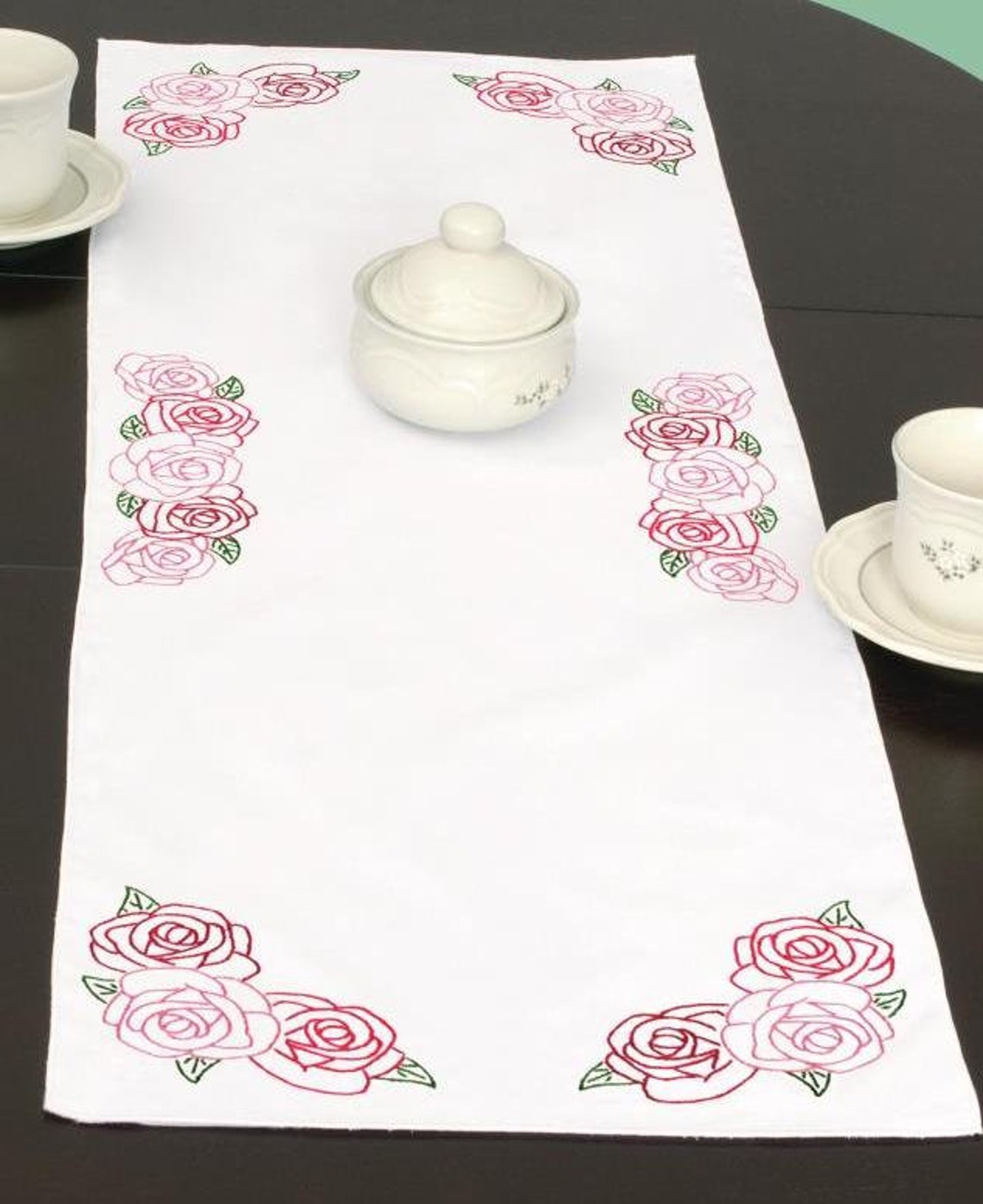 DIY Jack Dempsey Rose Garden Stamped Cross Stitch Table Runner Etsy