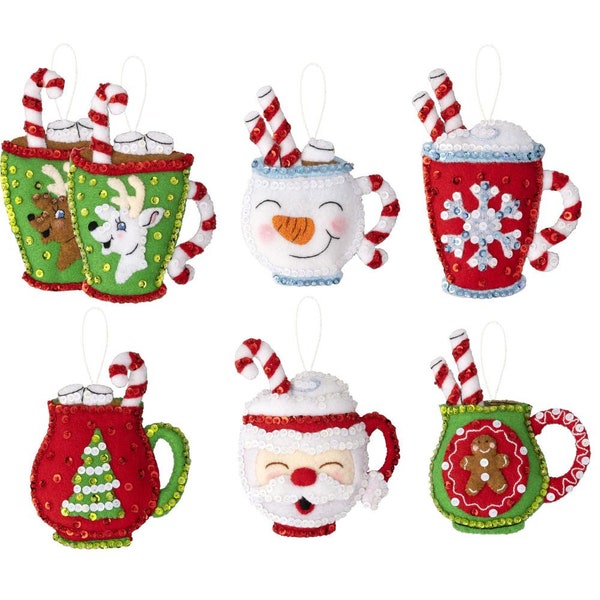 DIY Bucilla Cozy Christmas Mugs Felt Ornament Kit 89639E