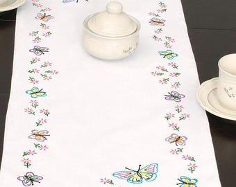 DIY Dempsey Fluttering Butterflies Stamped Embroidery Table Runner Scarf Kit