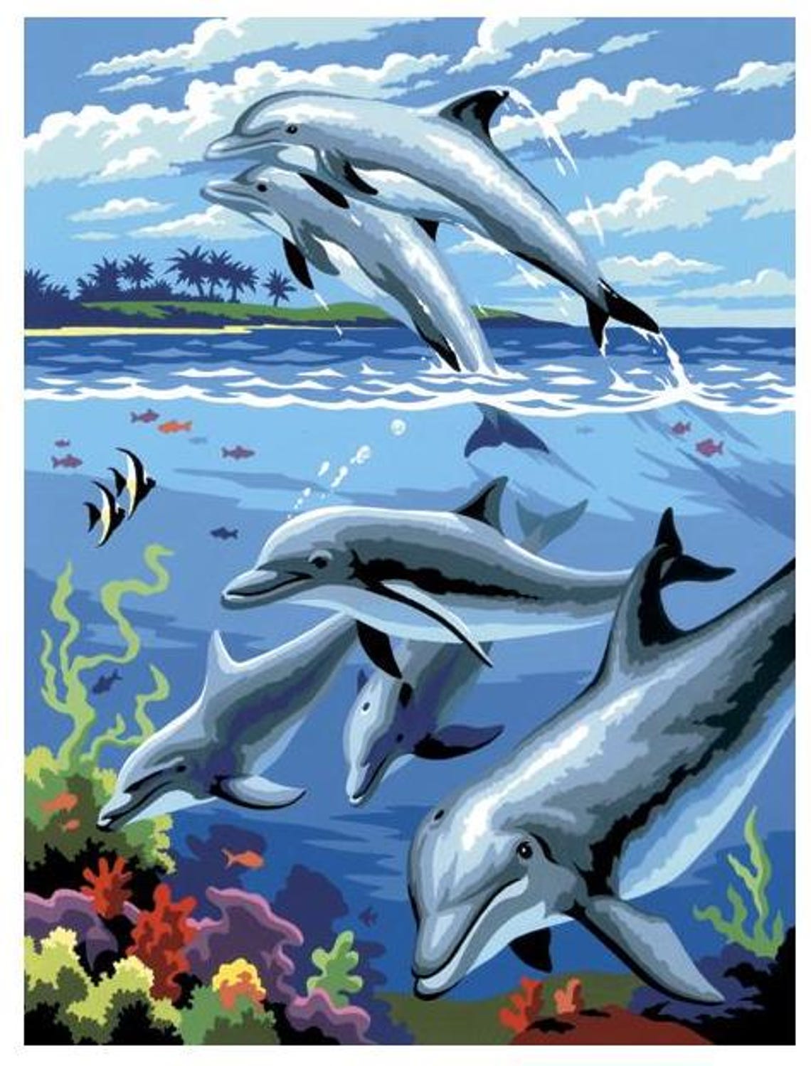 DIY Royal Langnickel Dolphins Paint by Number Kit Etsy