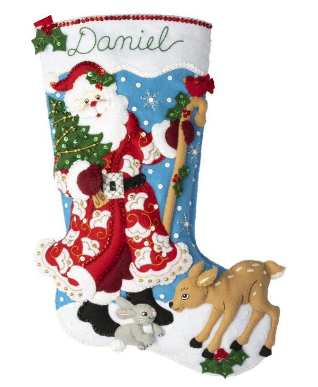 Kit Calcetín Navidad Bucilla - Osos Decorando Casa 18 Pulgadas