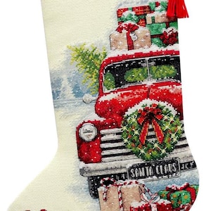 DIY Dimensions Santas Truck Christmas Counted Cross Stitch Stocking Kit 08986