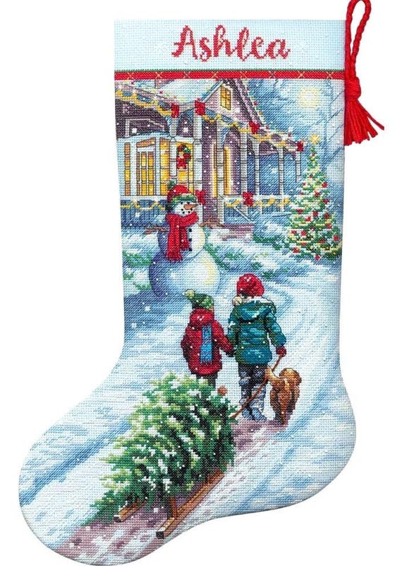 DIY Dimensions Christmas Tradition Snow Counted Cross Stitch Stocking Kit 08995 Etsy